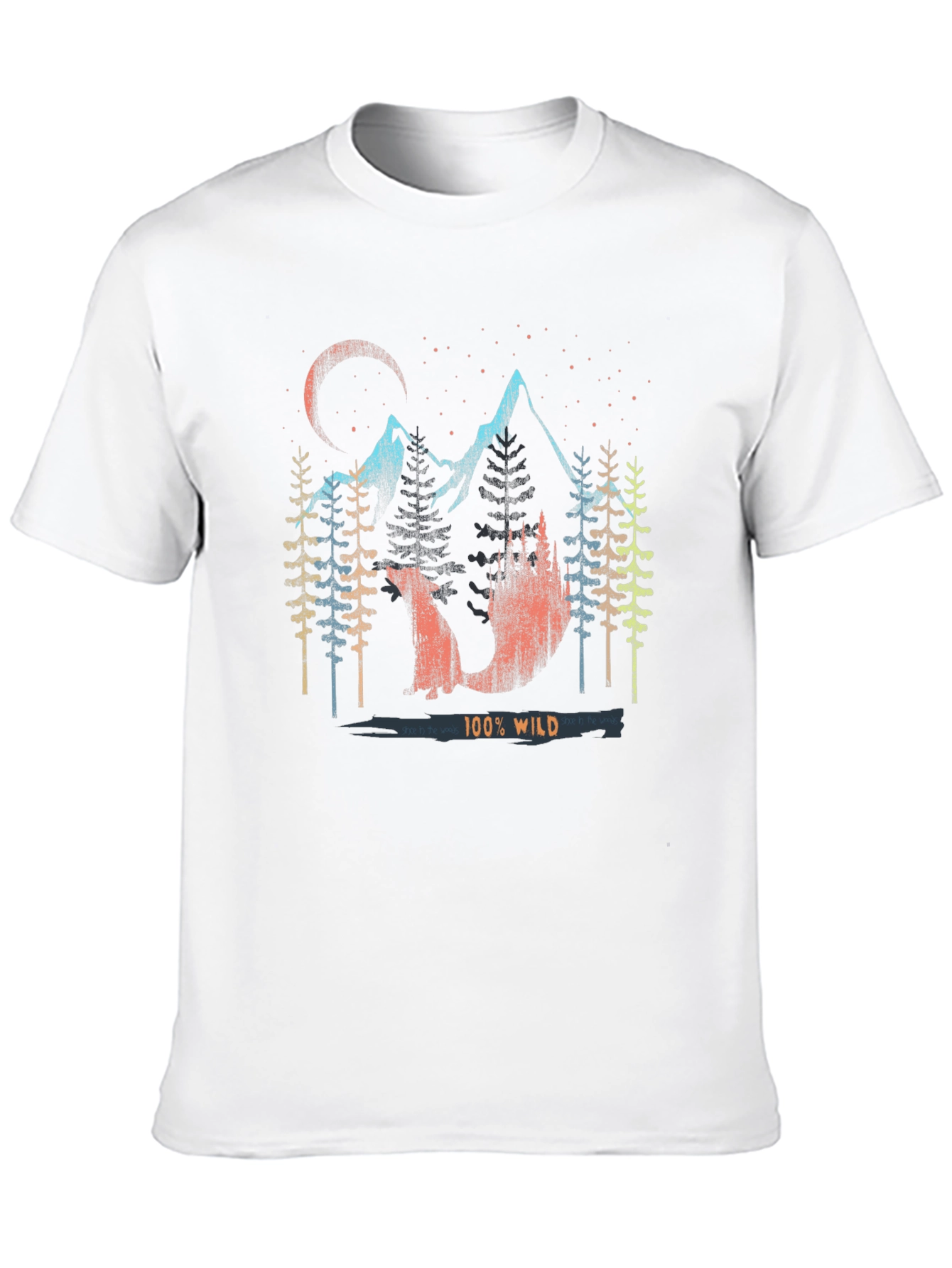 100% Wild Graphic Print Mens Black T-Shirt