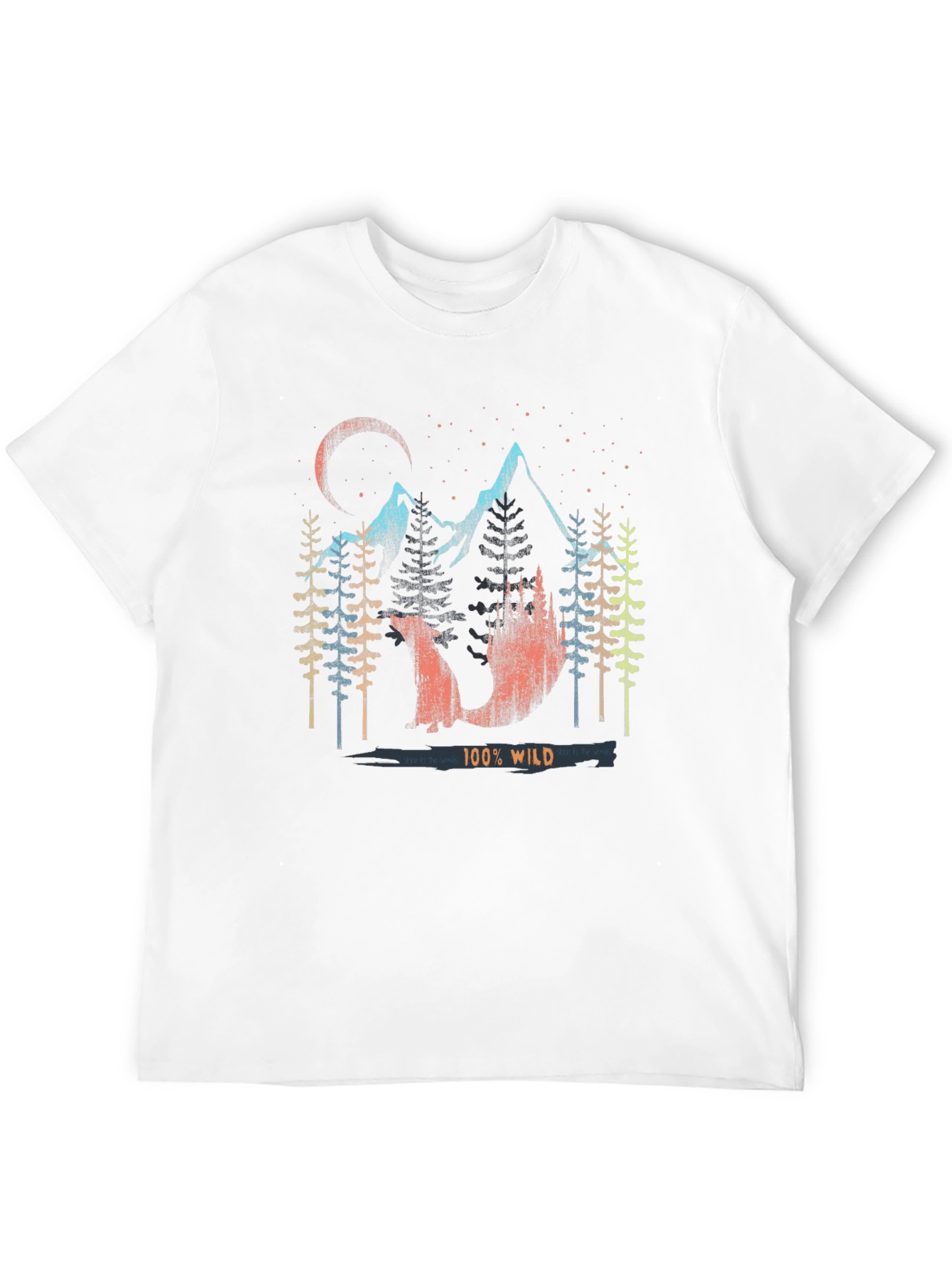 100% Wild Graphic Print Mens Black T-Shirt