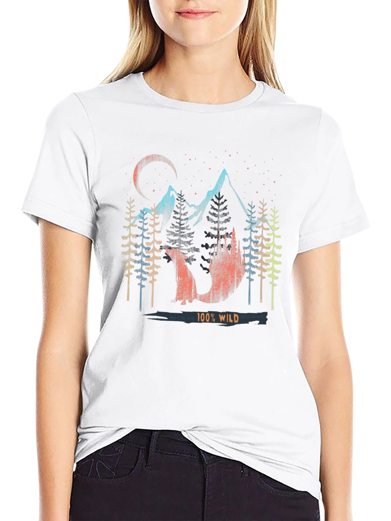 100% Wild Graphic Print Mens Black T-Shirt