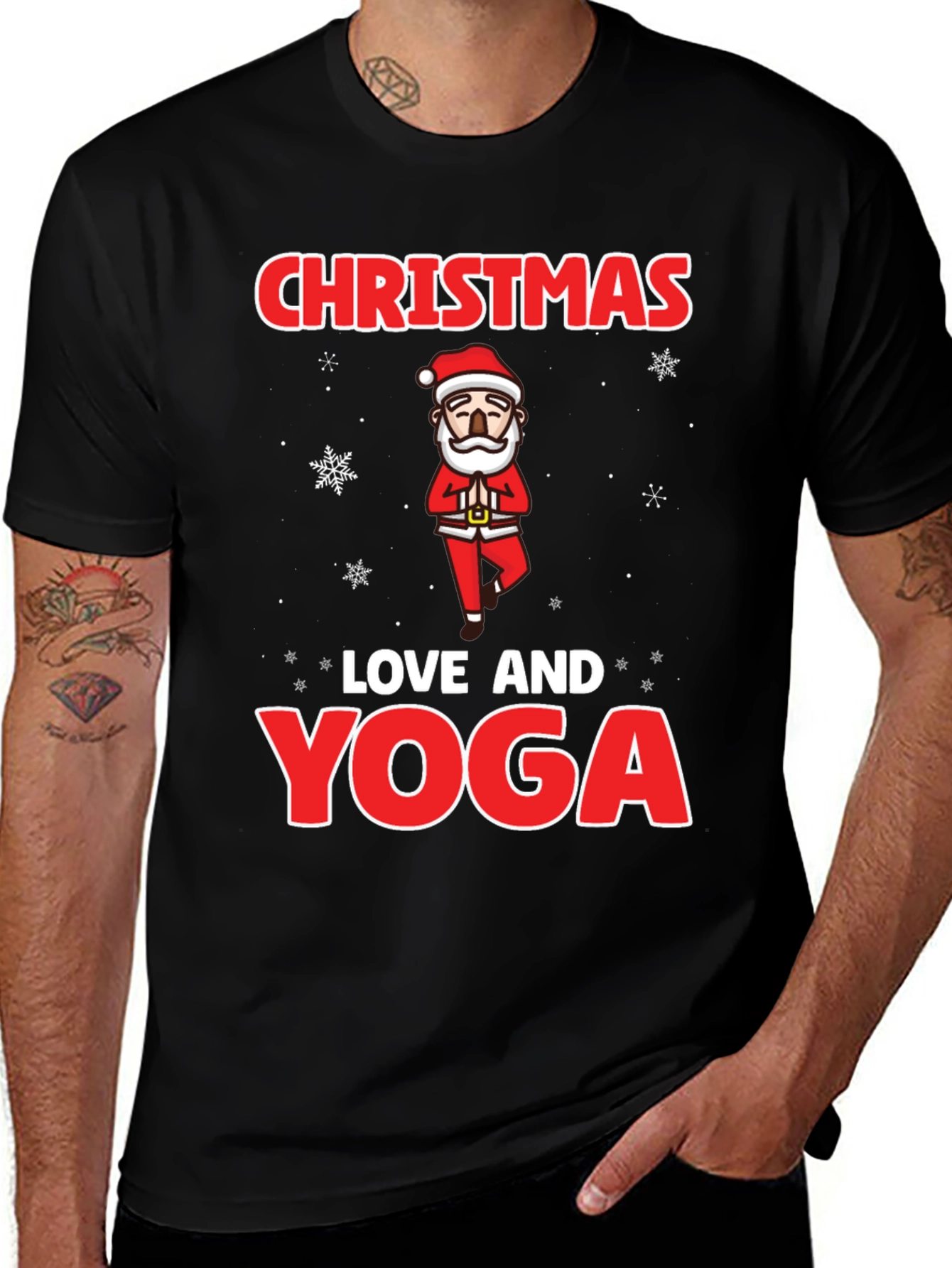 Christmas Love and Yoga Graphic T-Shirt