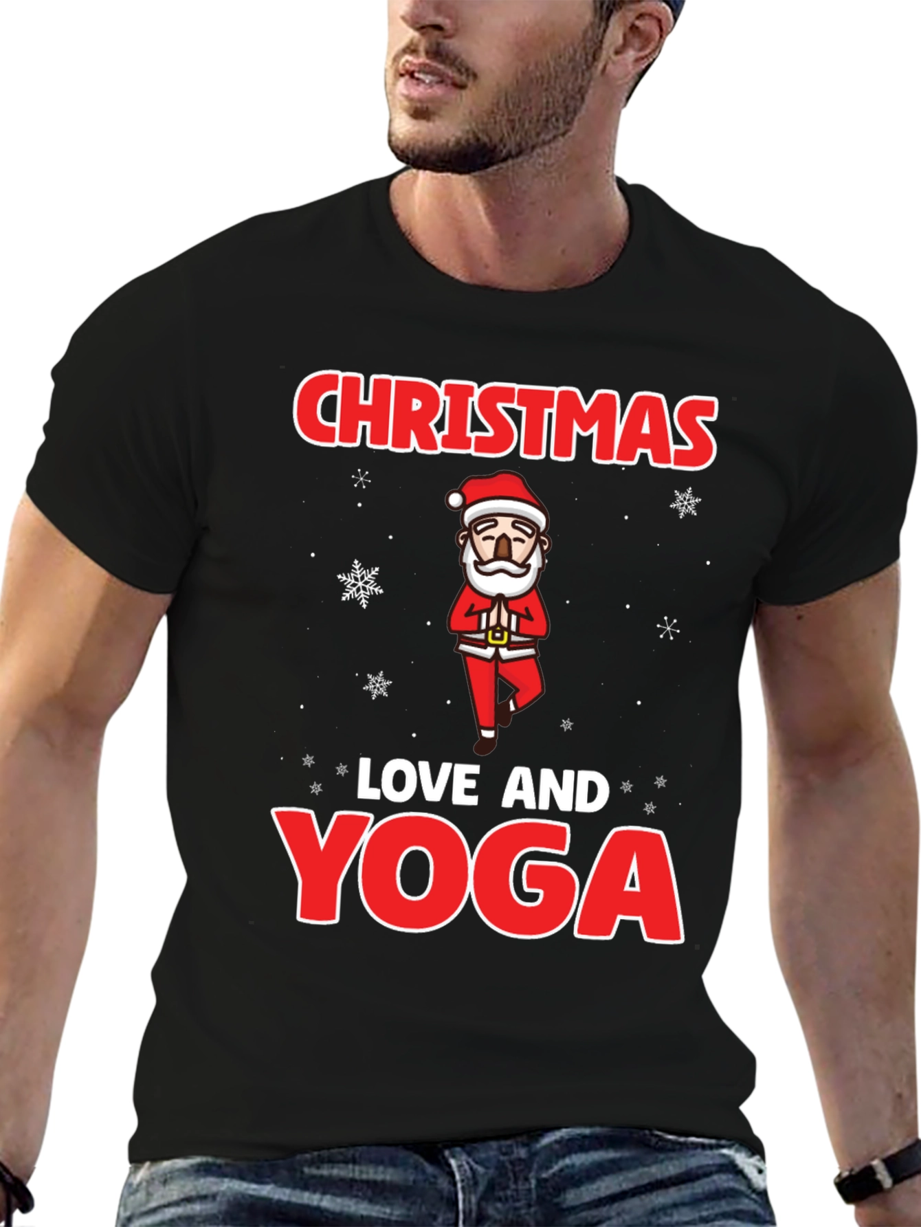 Christmas Love and Yoga Graphic T-Shirt