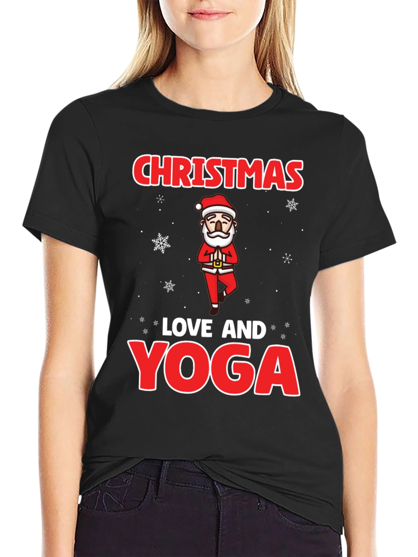 Christmas Love and Yoga Graphic T-Shirt