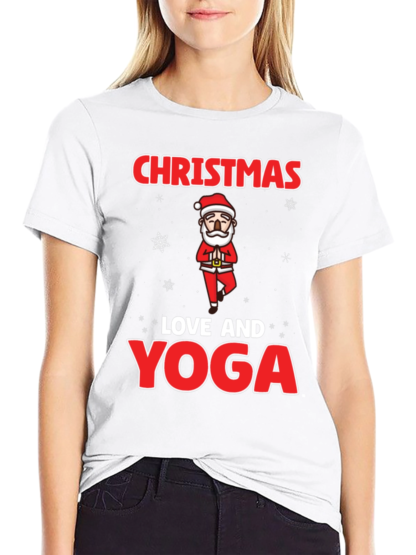 Christmas Love and Yoga Graphic T-Shirt