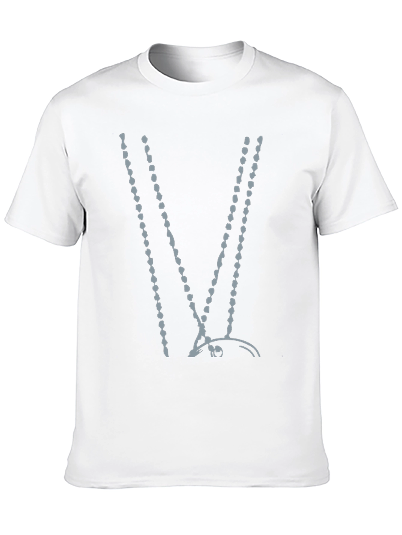 Abstract Beaded V-Neck Black T-Shirt