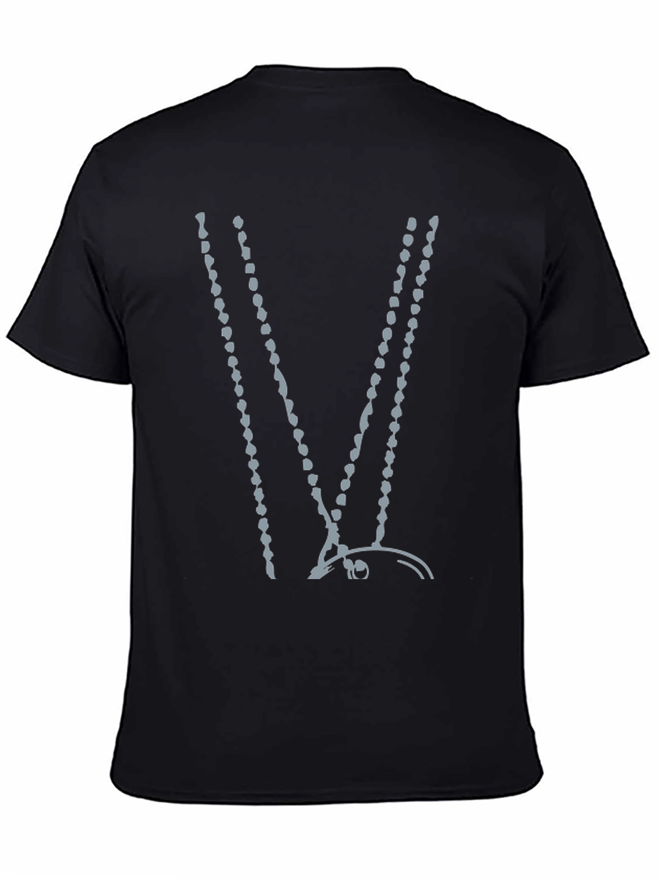Abstract Beaded V-Neck Black T-Shirt