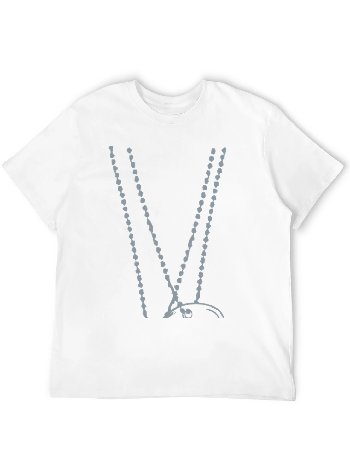 Abstract Beaded V-Neck Black T-Shirt