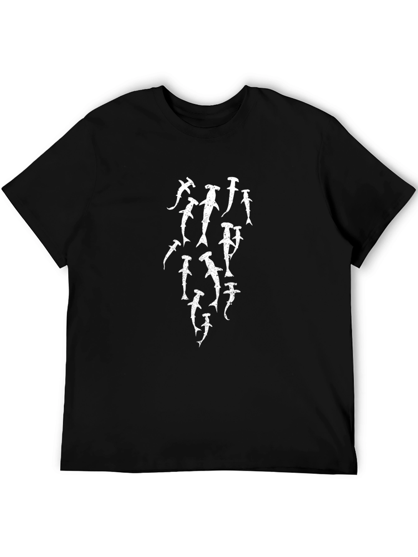 Hammerhead Shark Graphic Print Black T-Shirt