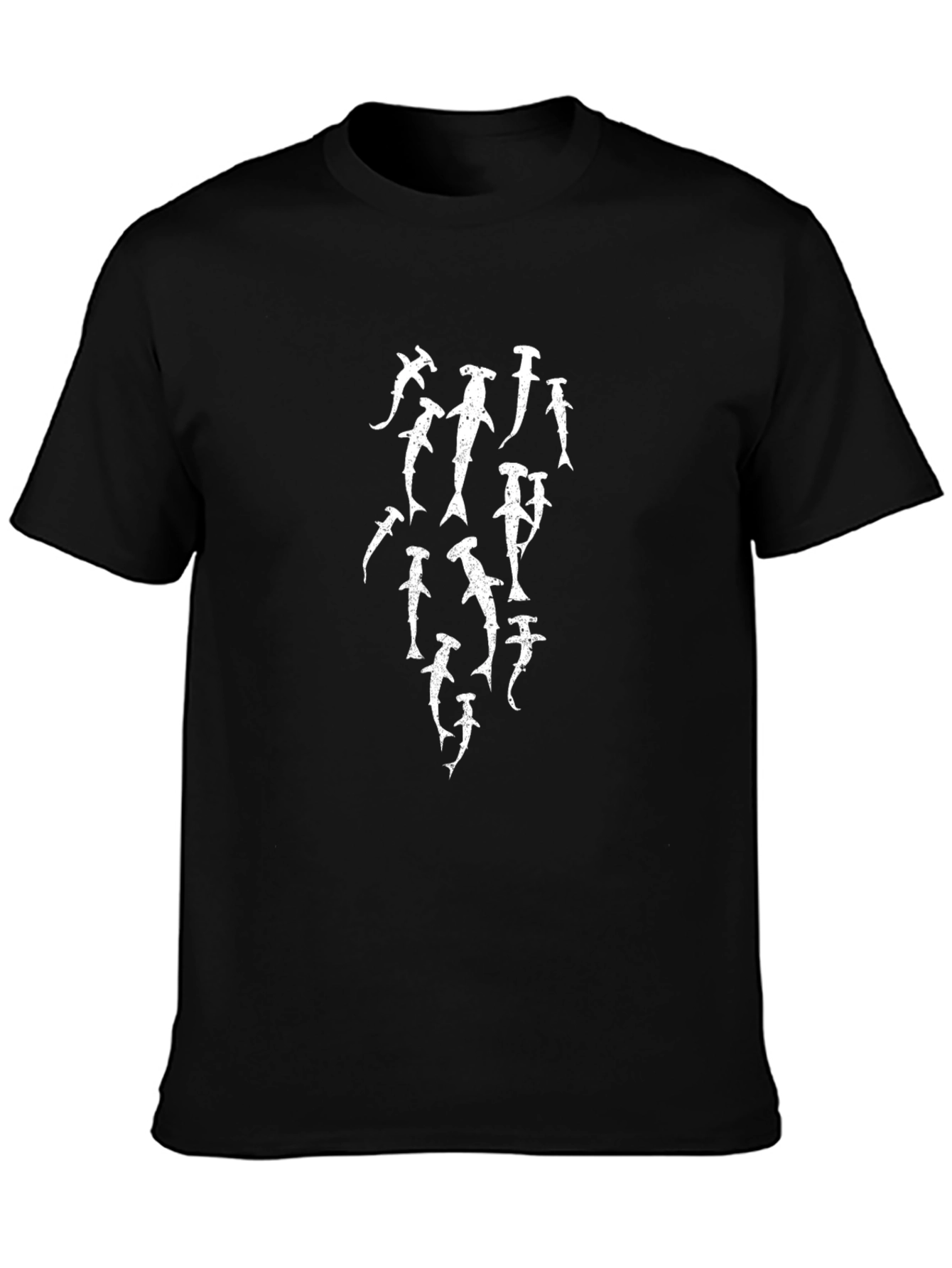 Hammerhead Shark Graphic Print Black T-Shirt