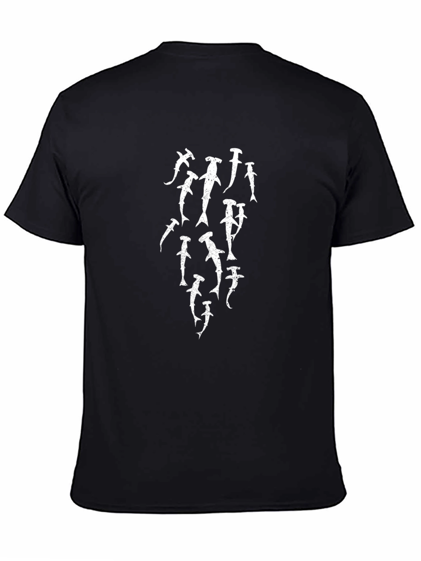 Hammerhead Shark Graphic Print Black T-Shirt