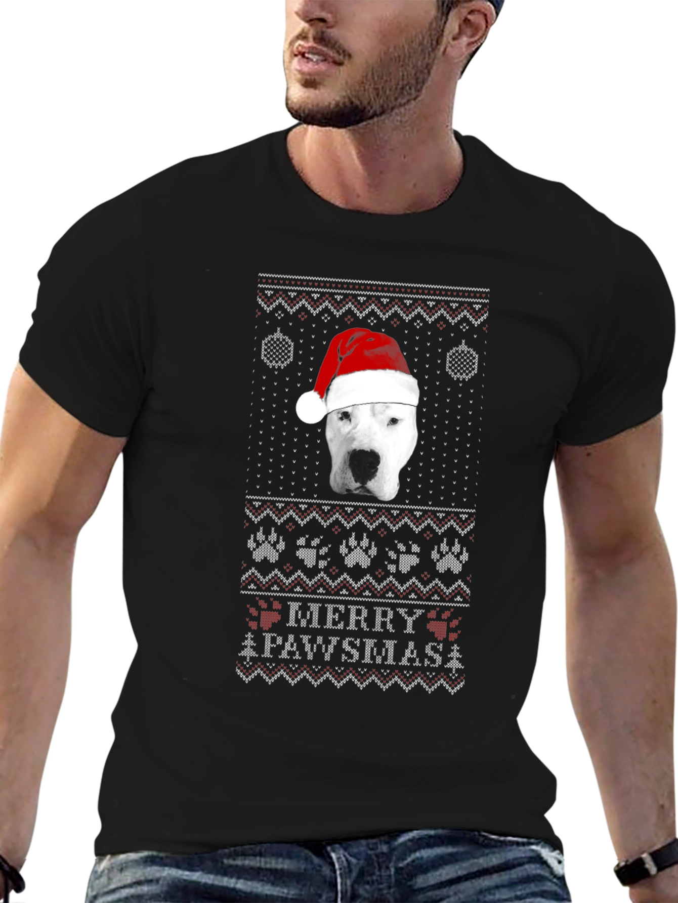 Merry Pawsmas Dog Christmas Sweater T-Shirt