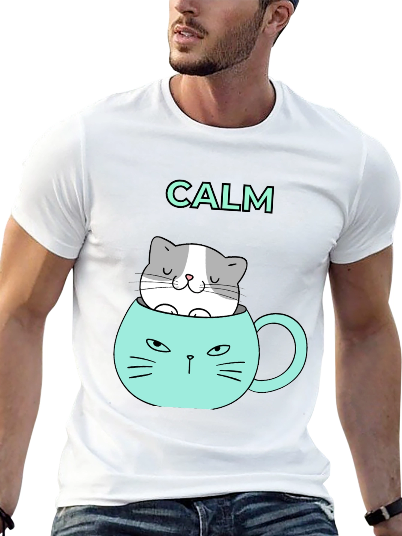 Calm Cat Mug Graphic Tee