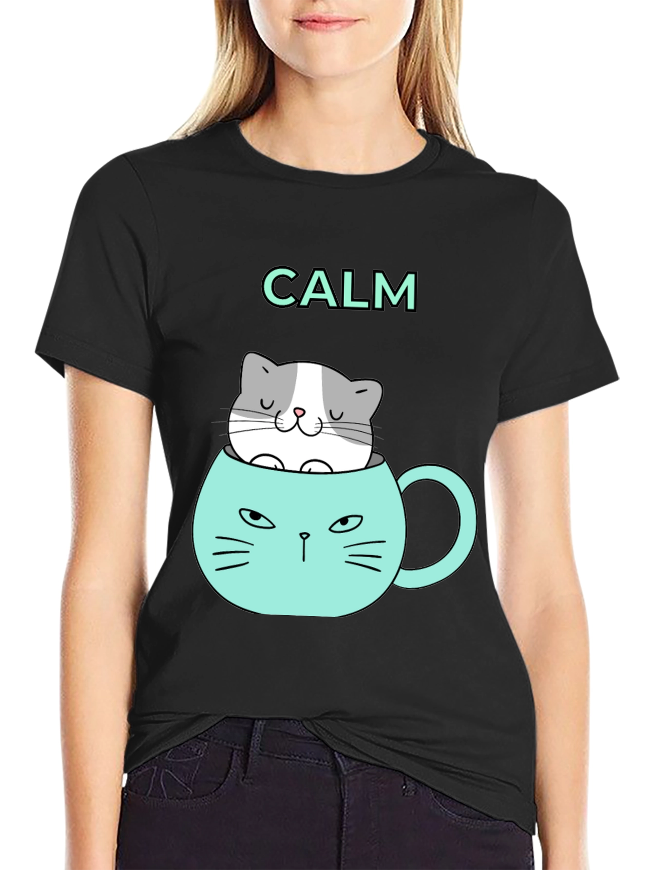 Calm Cat Mug Graphic Tee