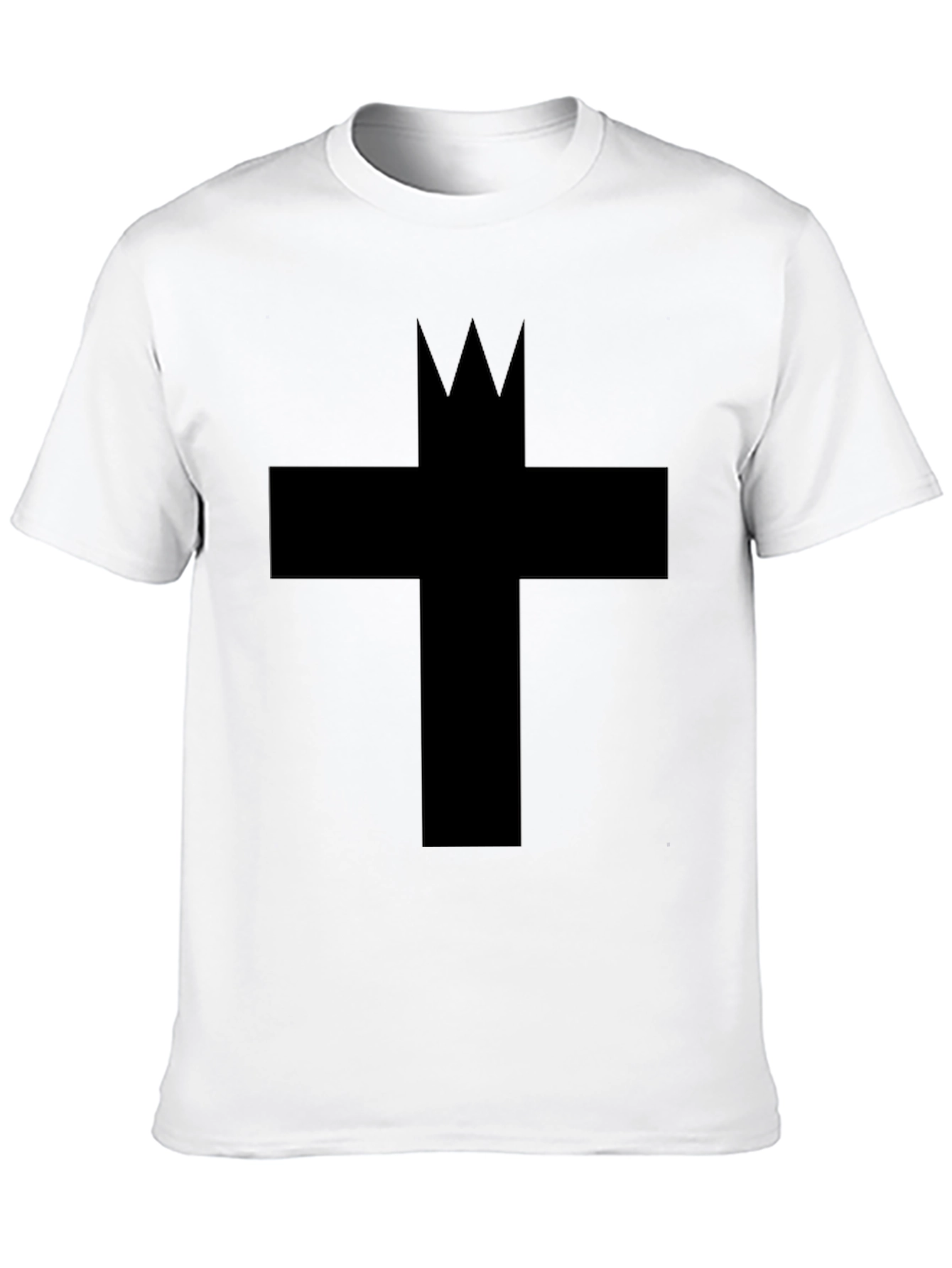 Graphic Tee: Crowned Cross Black Cotton T-Shirt
