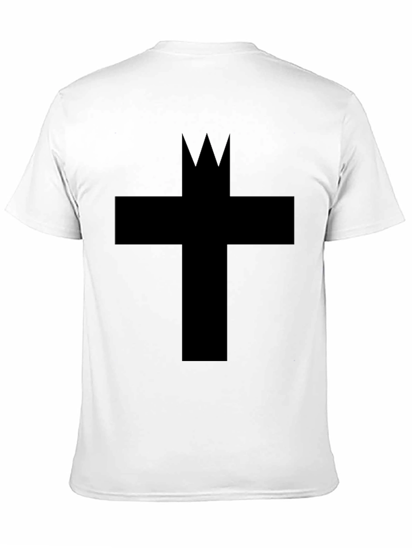 Graphic Tee: Crowned Cross Black Cotton T-Shirt