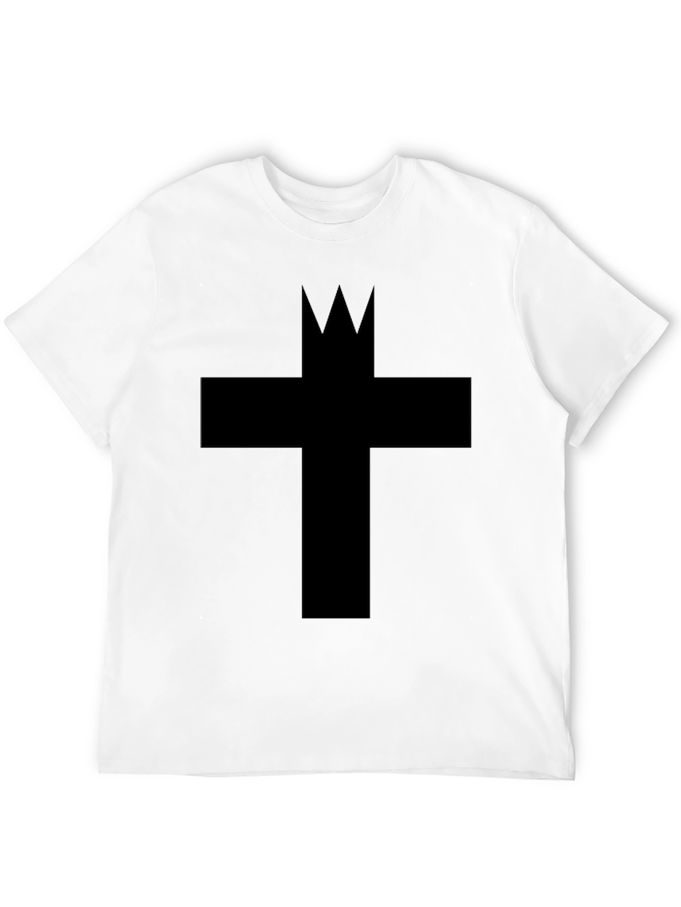Graphic Tee: Crowned Cross Black Cotton T-Shirt