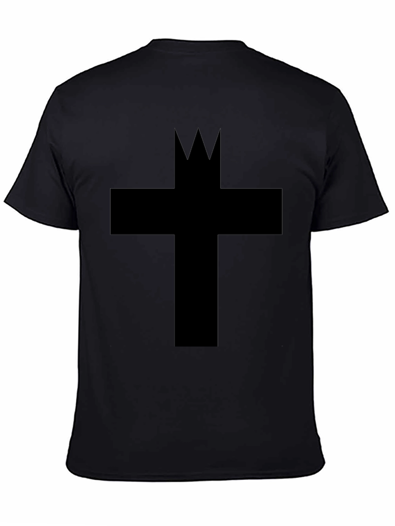 Graphic Tee: Crowned Cross Black Cotton T-Shirt