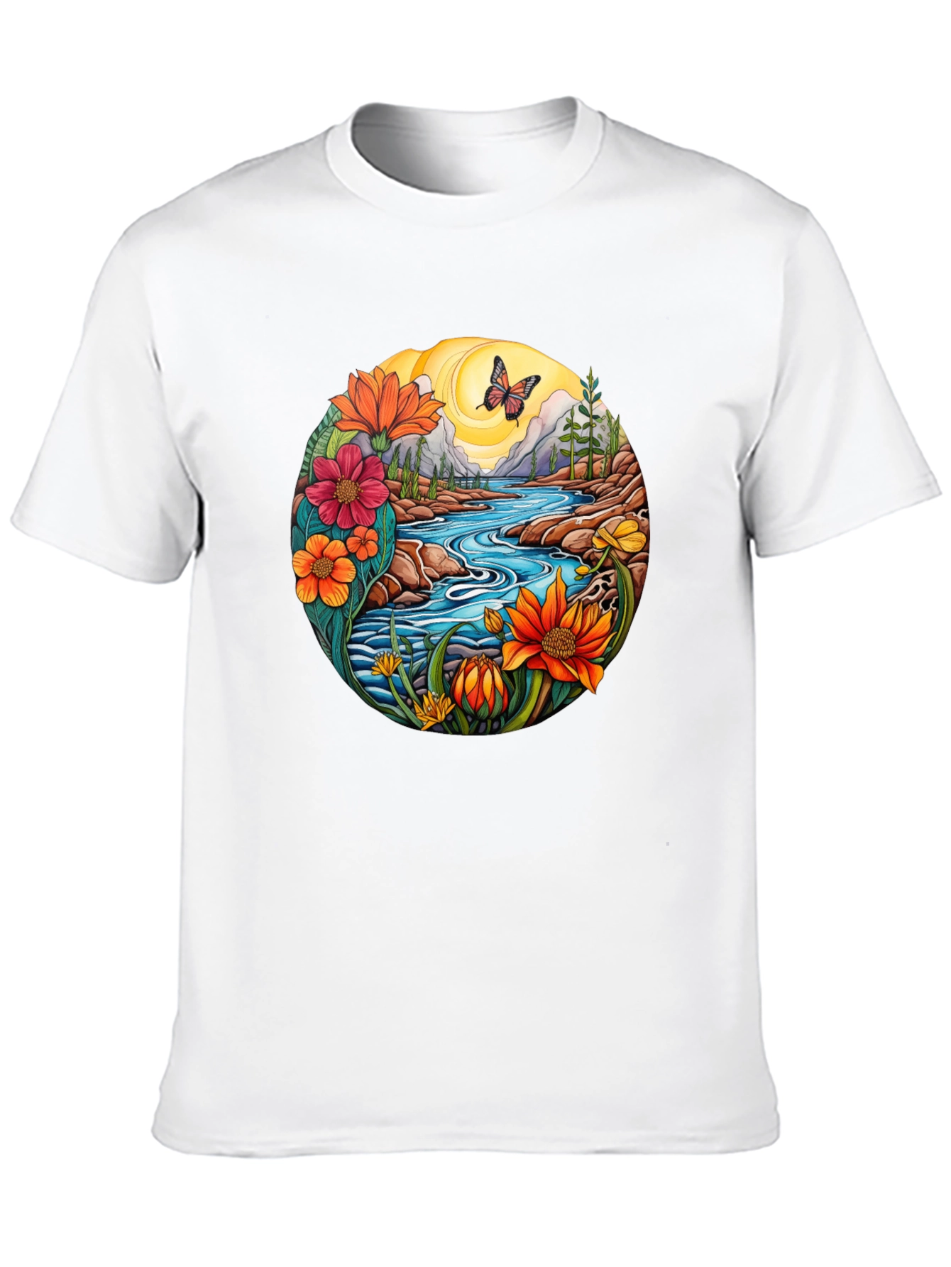 Nature River Graphic T-Shirt - Black