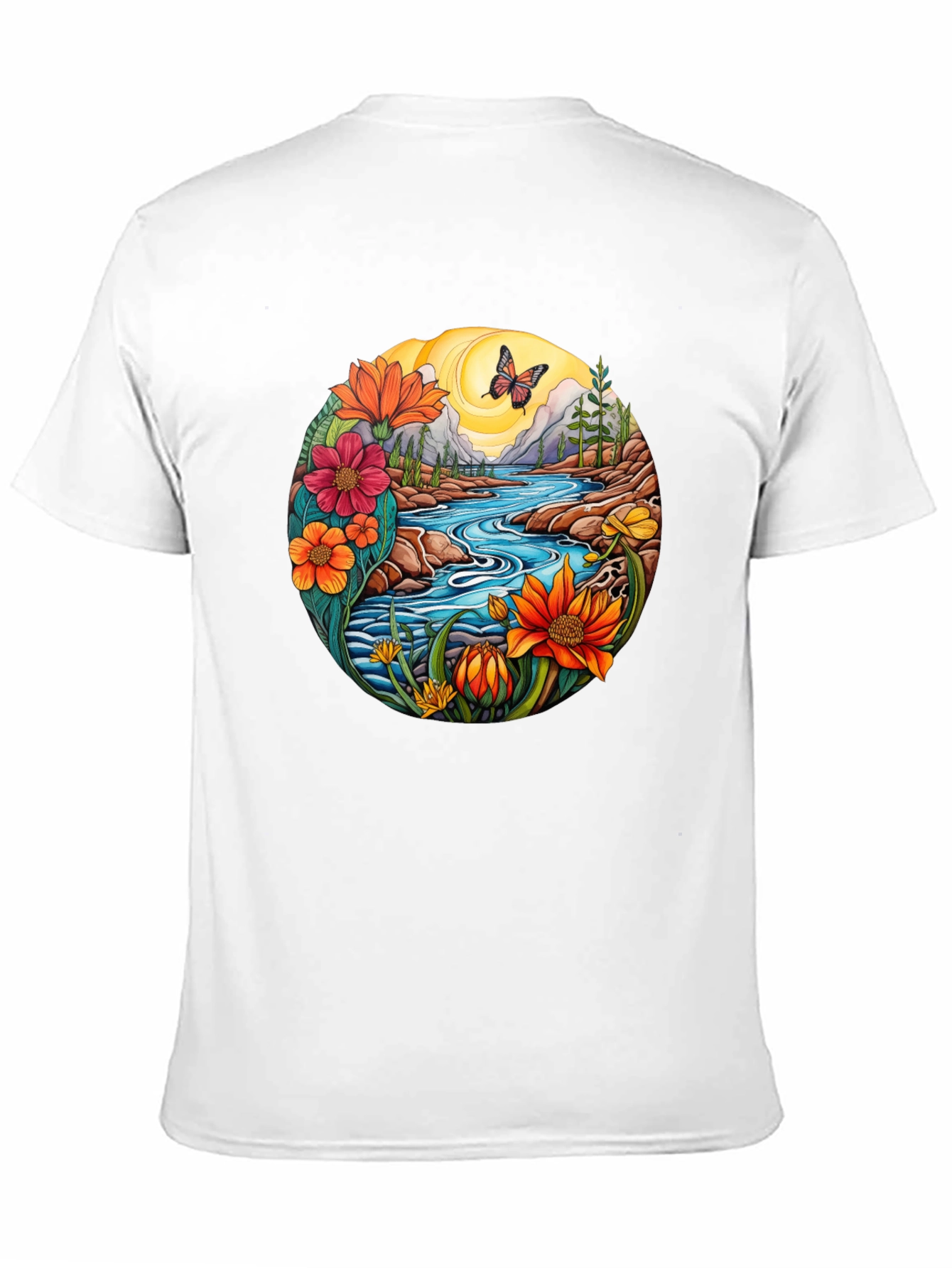 Nature River Graphic T-Shirt - Black