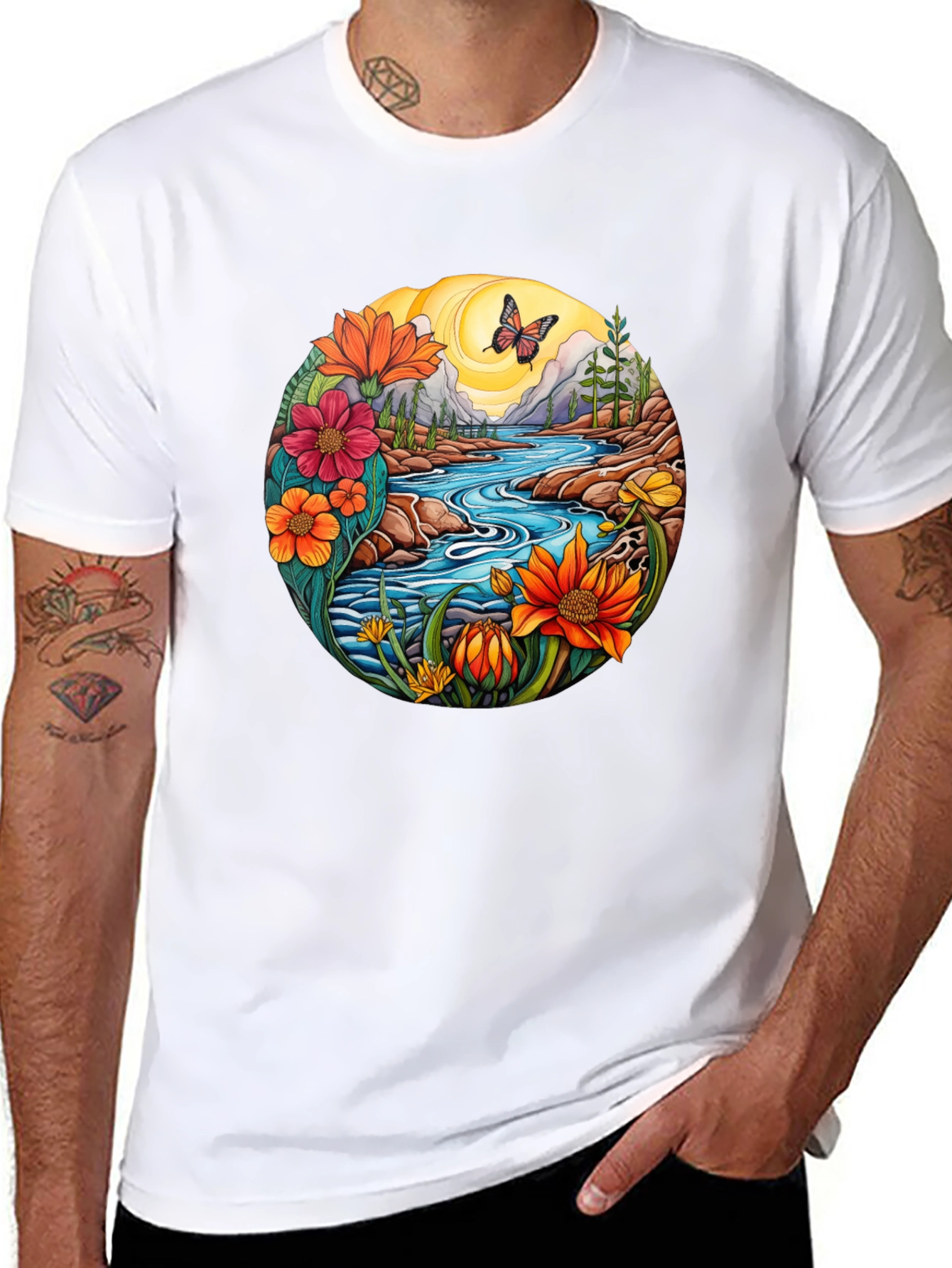 Nature River Graphic T-Shirt - Black