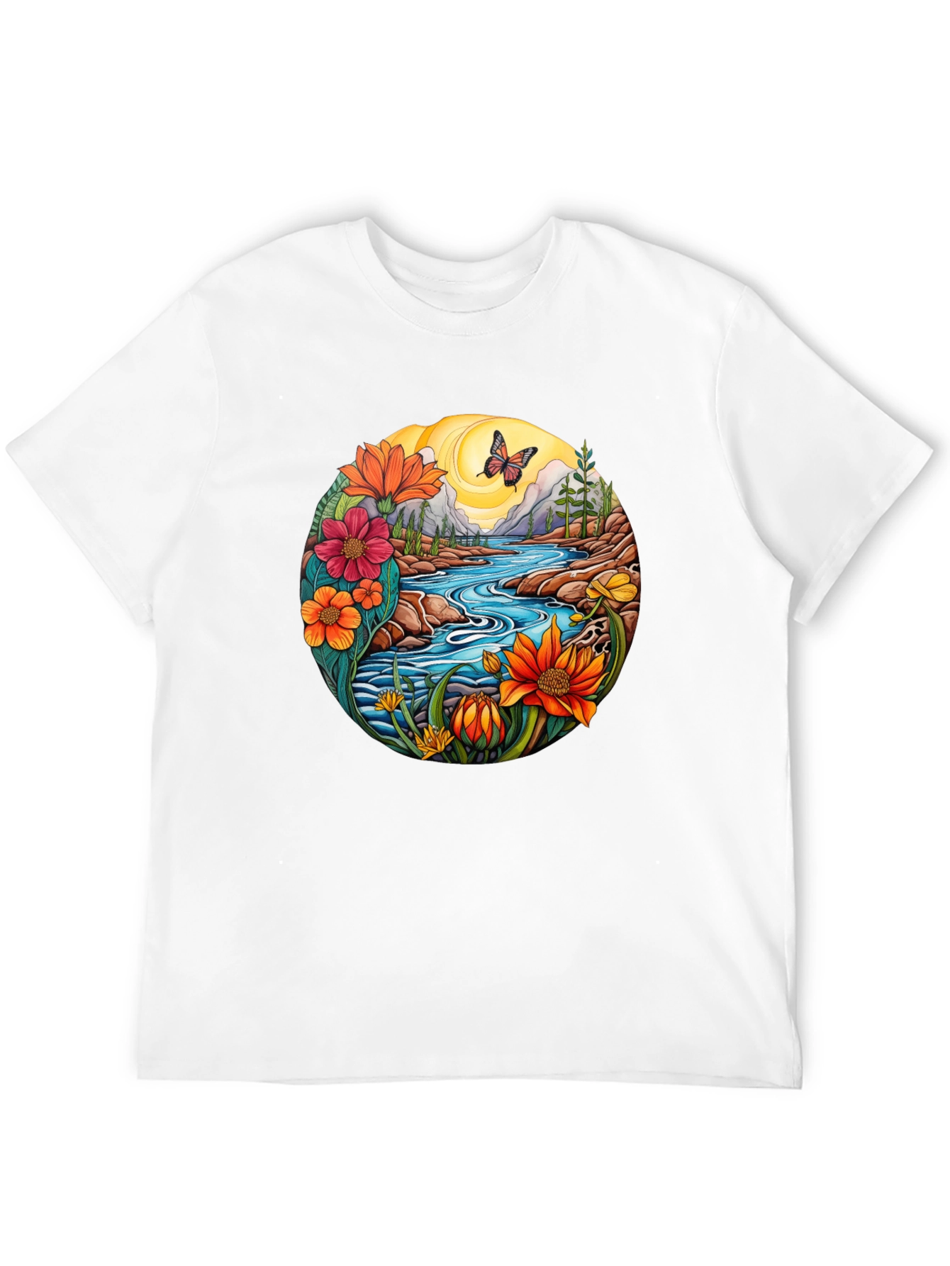Nature River Graphic T-Shirt - Black