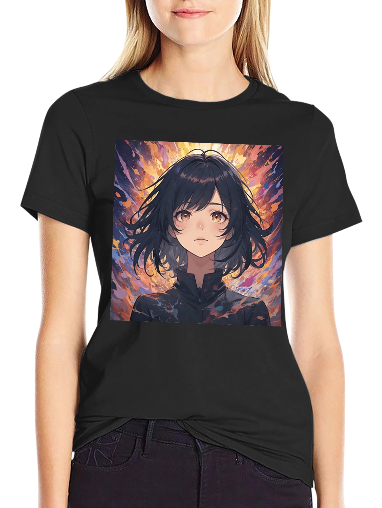 Anime Girl Black T-Shirt