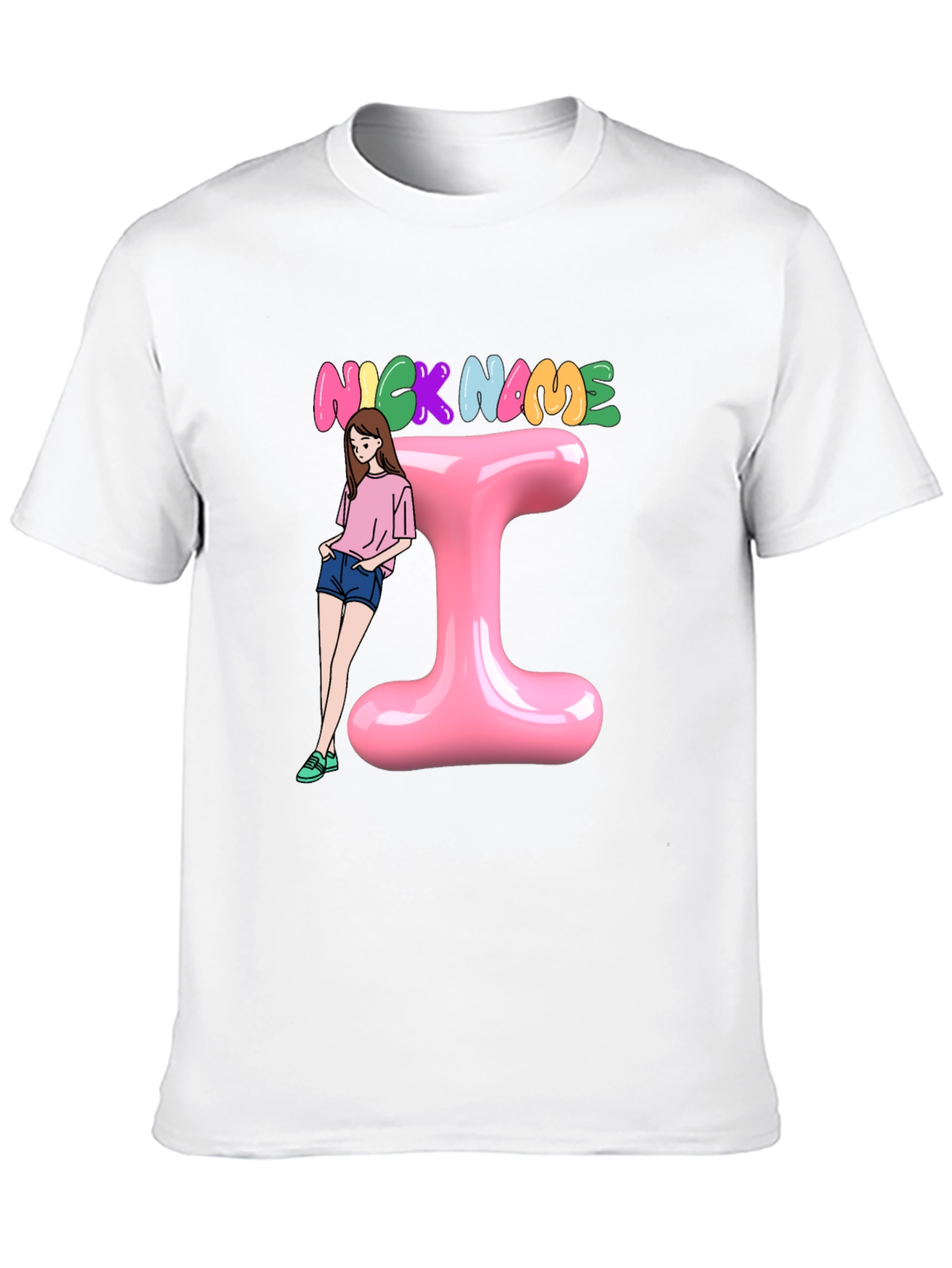 Trendy Black T-Shirt with Personalized Name Initial