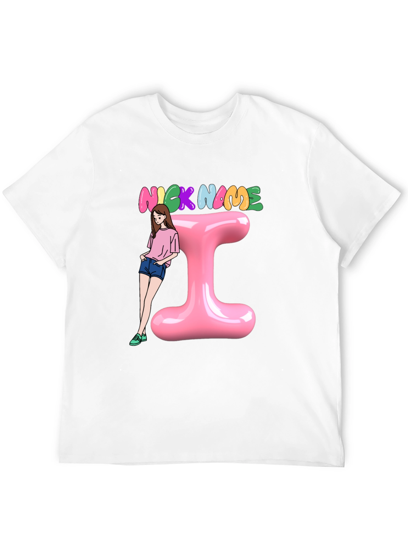 Trendy Black T-Shirt with Personalized Name Initial
