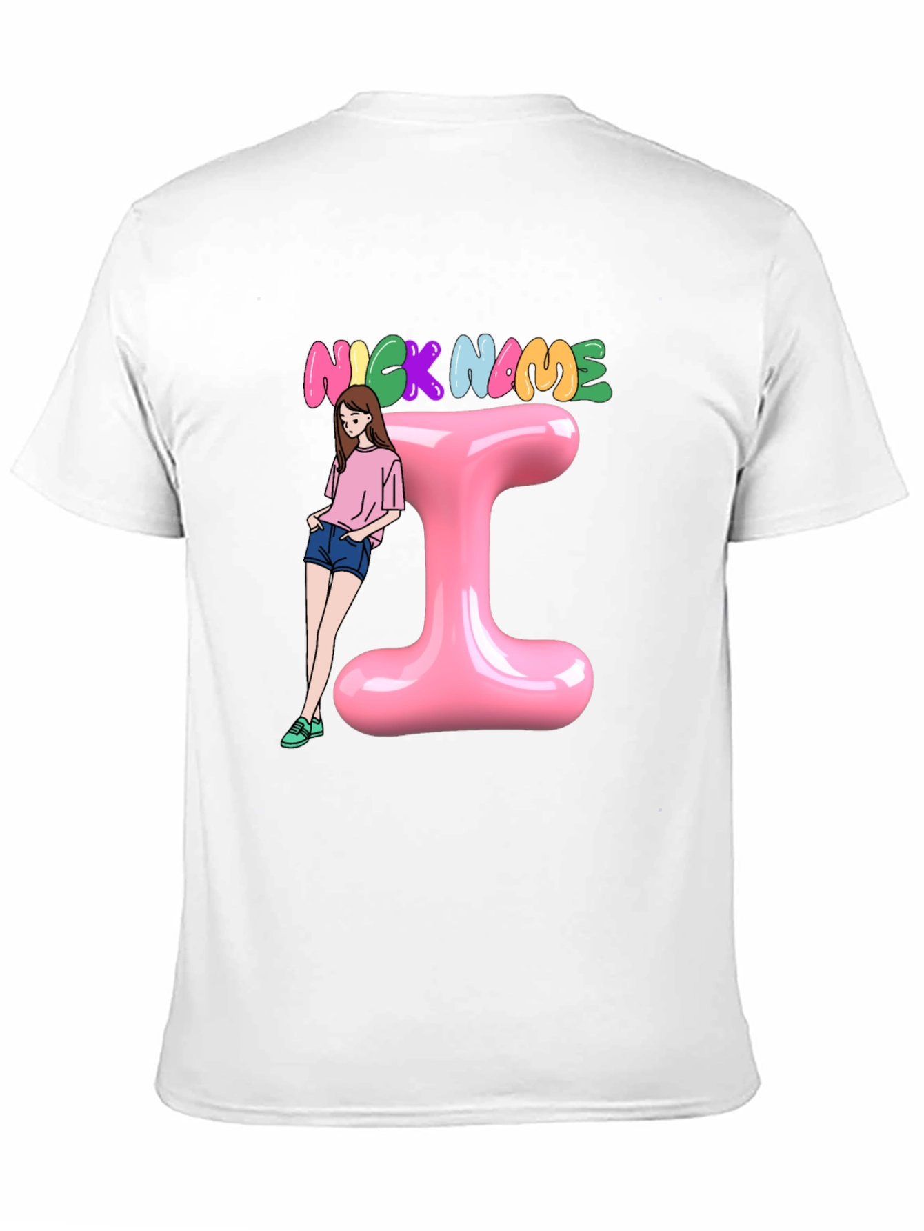 Trendy Black T-Shirt with Personalized Name Initial