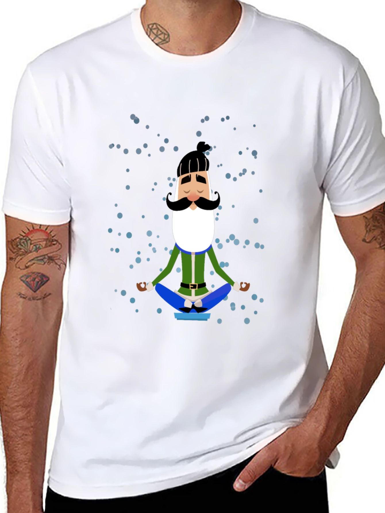 Meditating Man Cartoon Graphic Tee