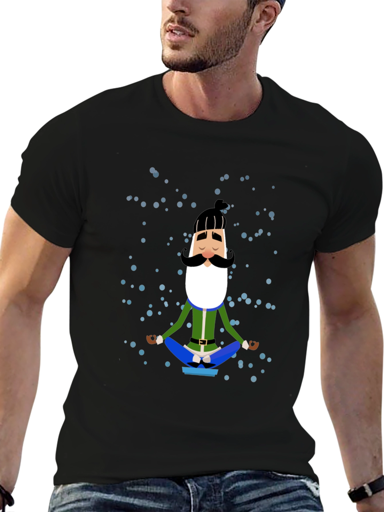 Meditating Man Cartoon Graphic Tee