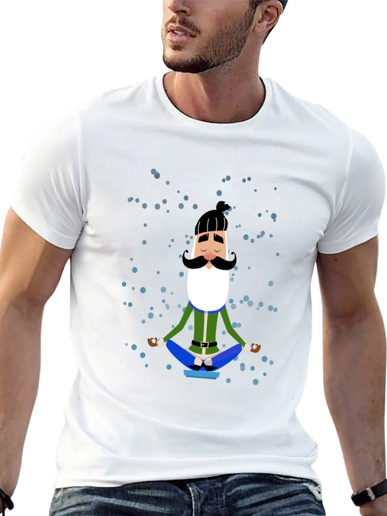 Meditating Man Cartoon Graphic Tee