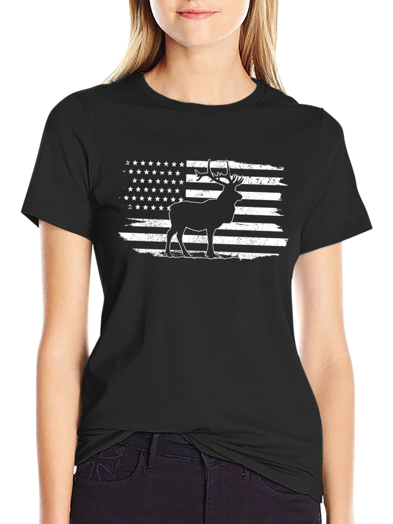 Deer American Flag Graphic Tee