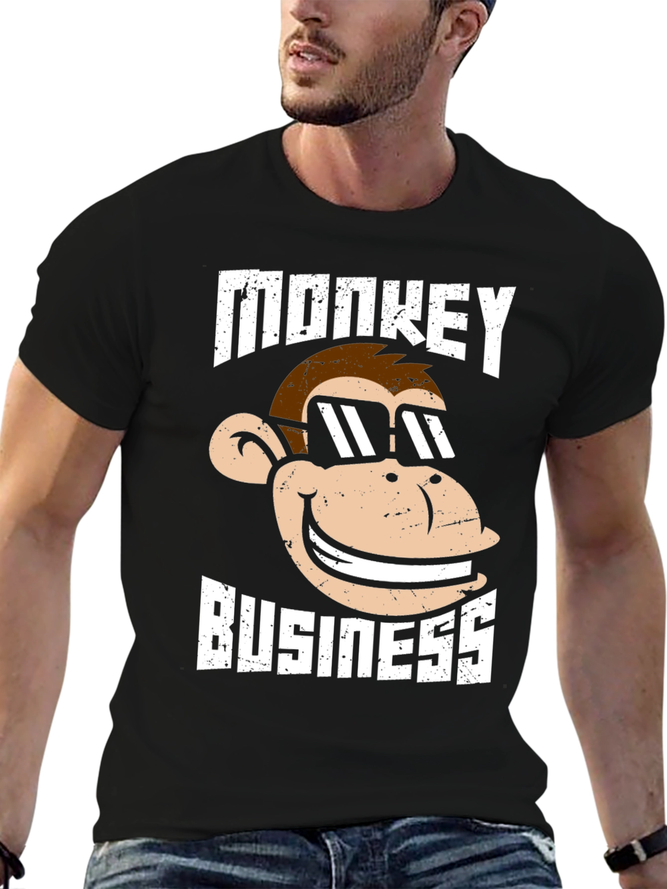 Monkey Business Graphic T-Shirt - Black