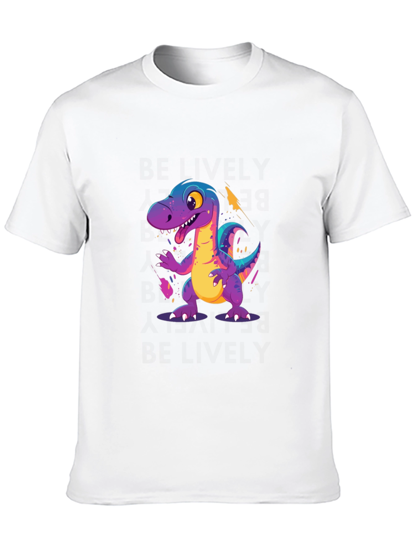 Cartoon Dinosaur Graphic Black T-Shirt