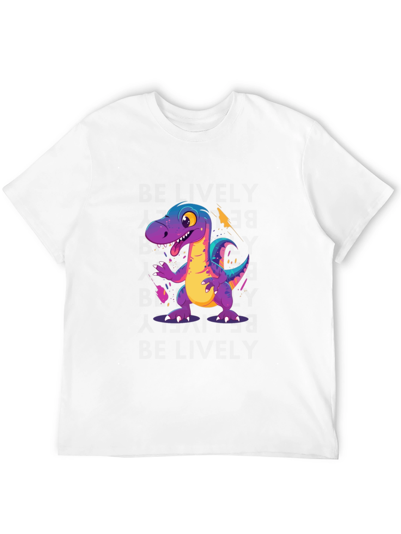 Cartoon Dinosaur Graphic Black T-Shirt
