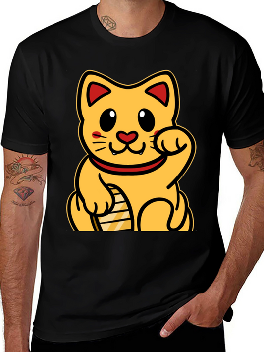 Lucky Cat Graphic T-Shirt - Black