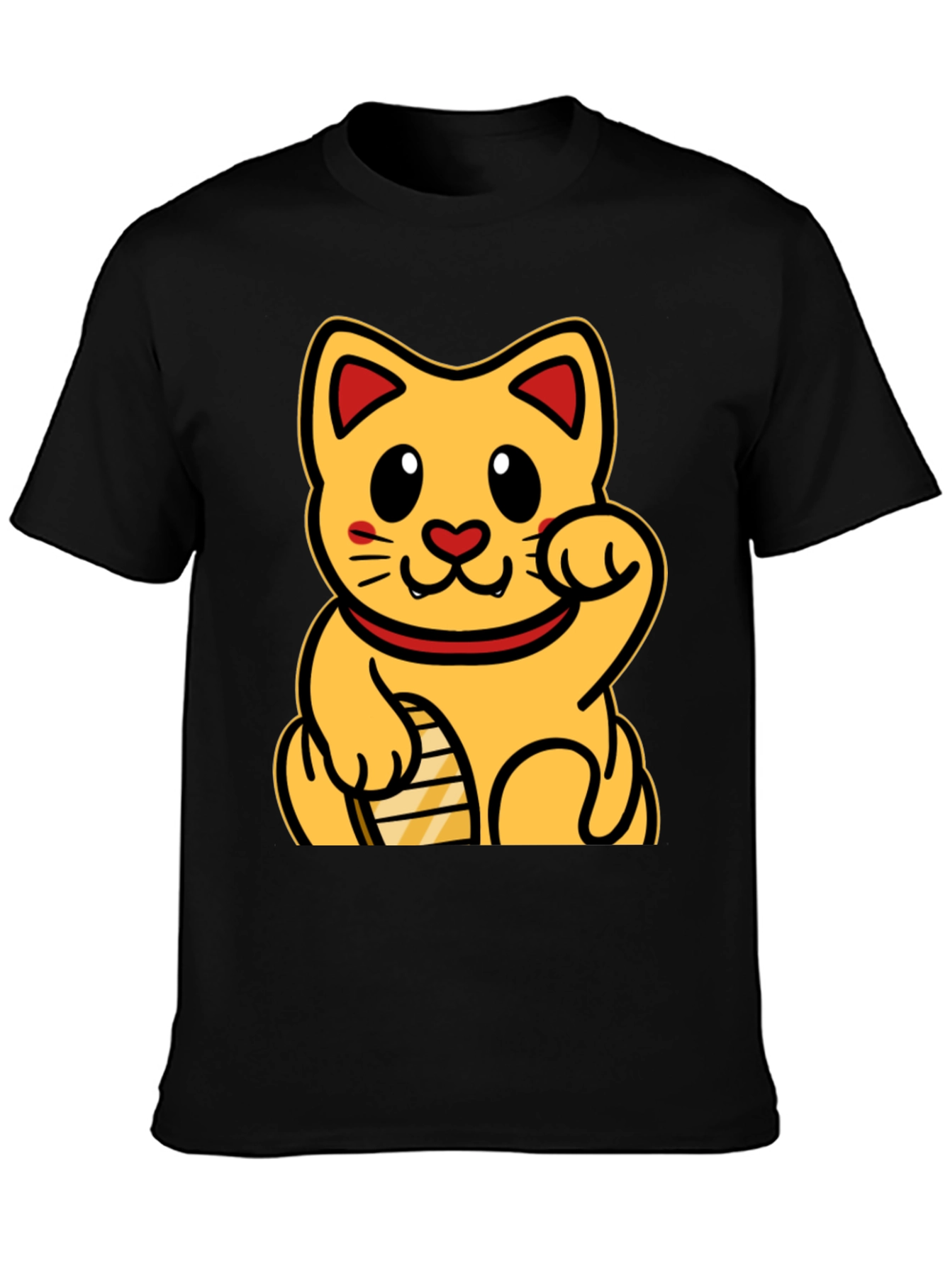 Lucky Cat Graphic T-Shirt - Black