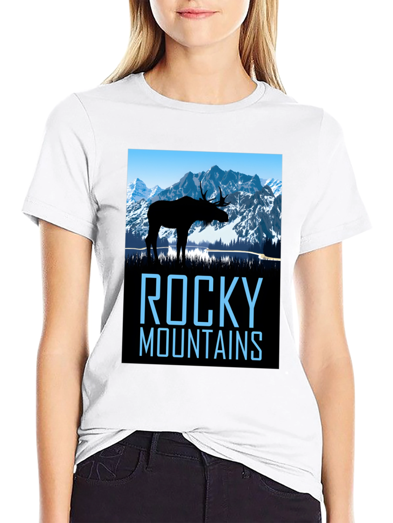 Rocky Mountains Moose Graphic T-Shirt