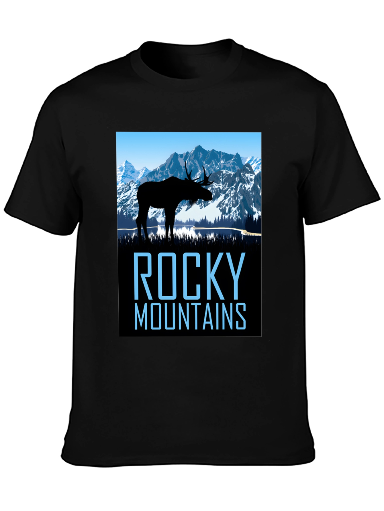 Rocky Mountains Moose Graphic T-Shirt