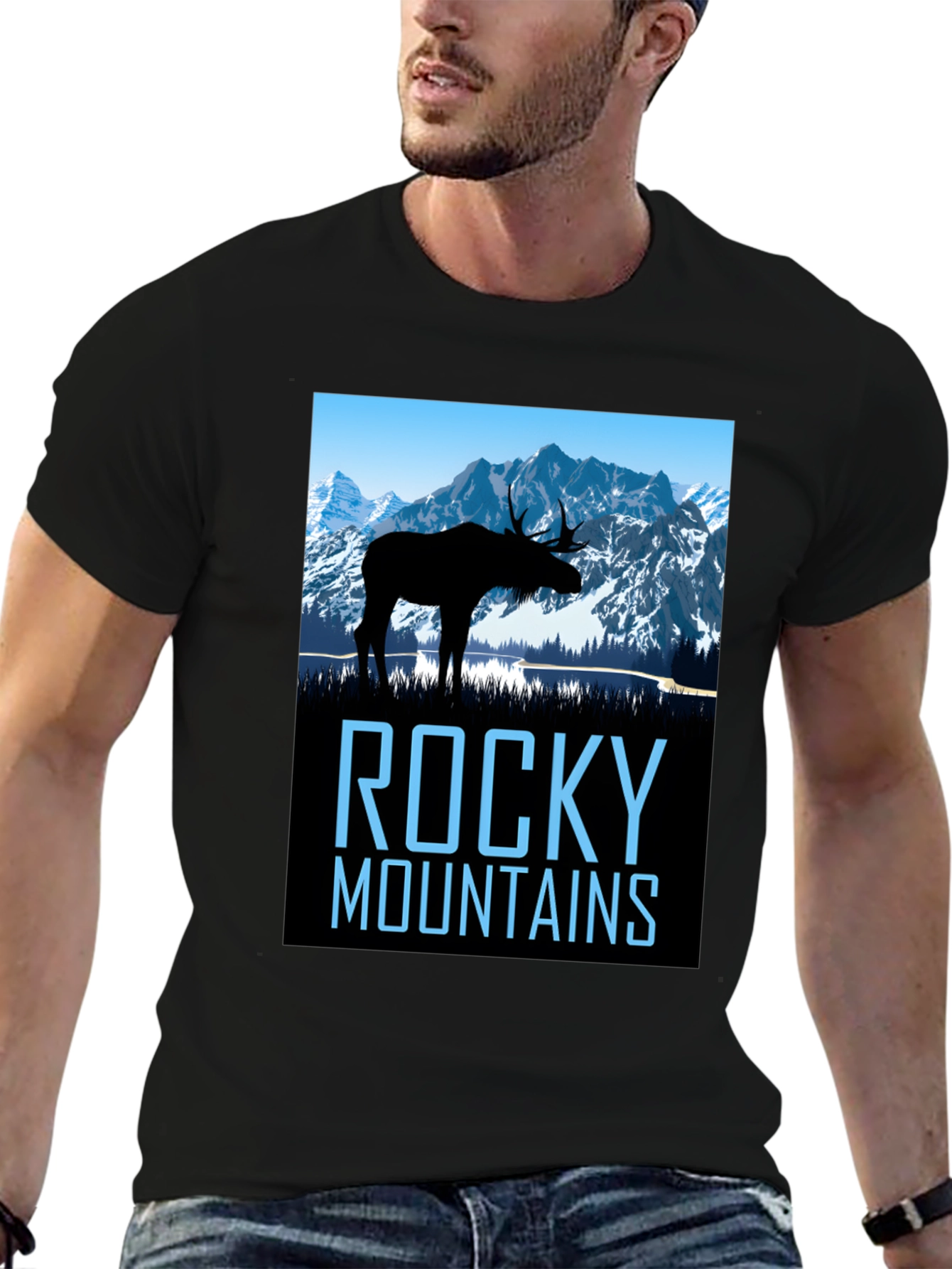 Rocky Mountains Moose Graphic T-Shirt