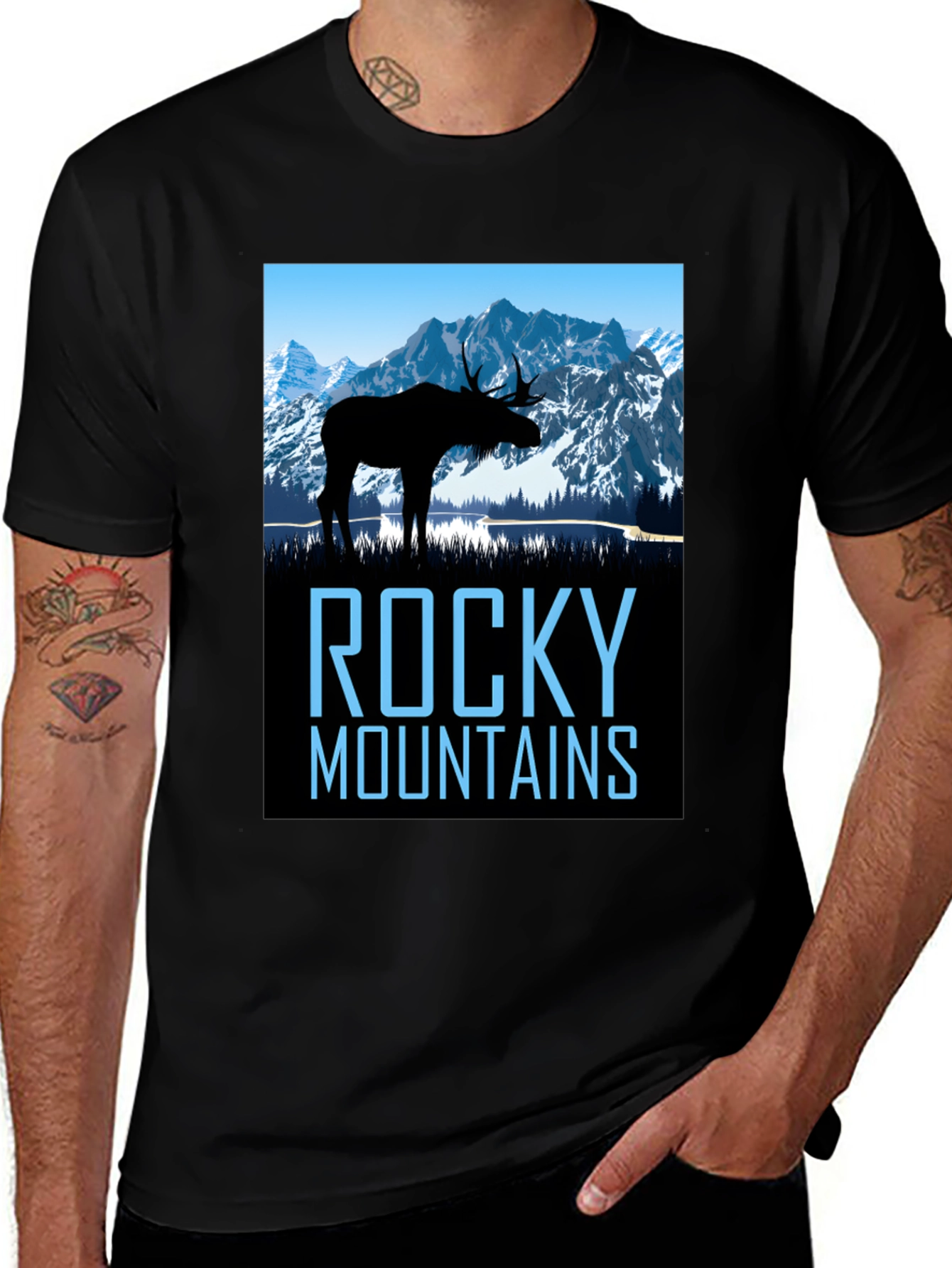 Rocky Mountains Moose Graphic T-Shirt