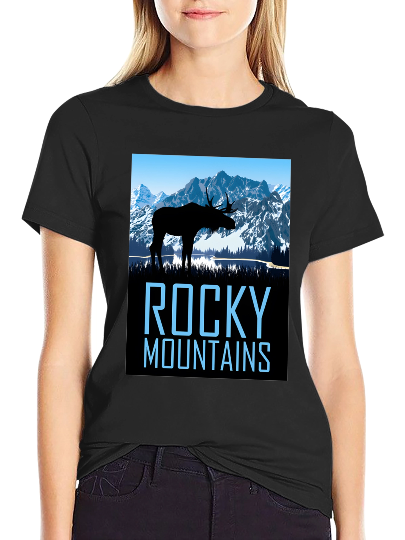 Rocky Mountains Moose Graphic T-Shirt