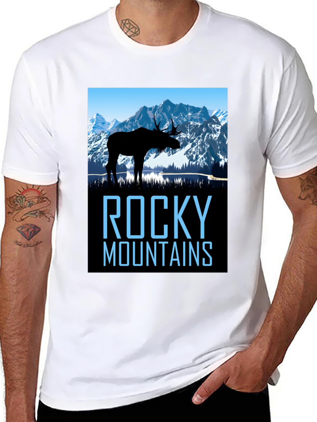 Rocky Mountains Moose Graphic T-Shirt