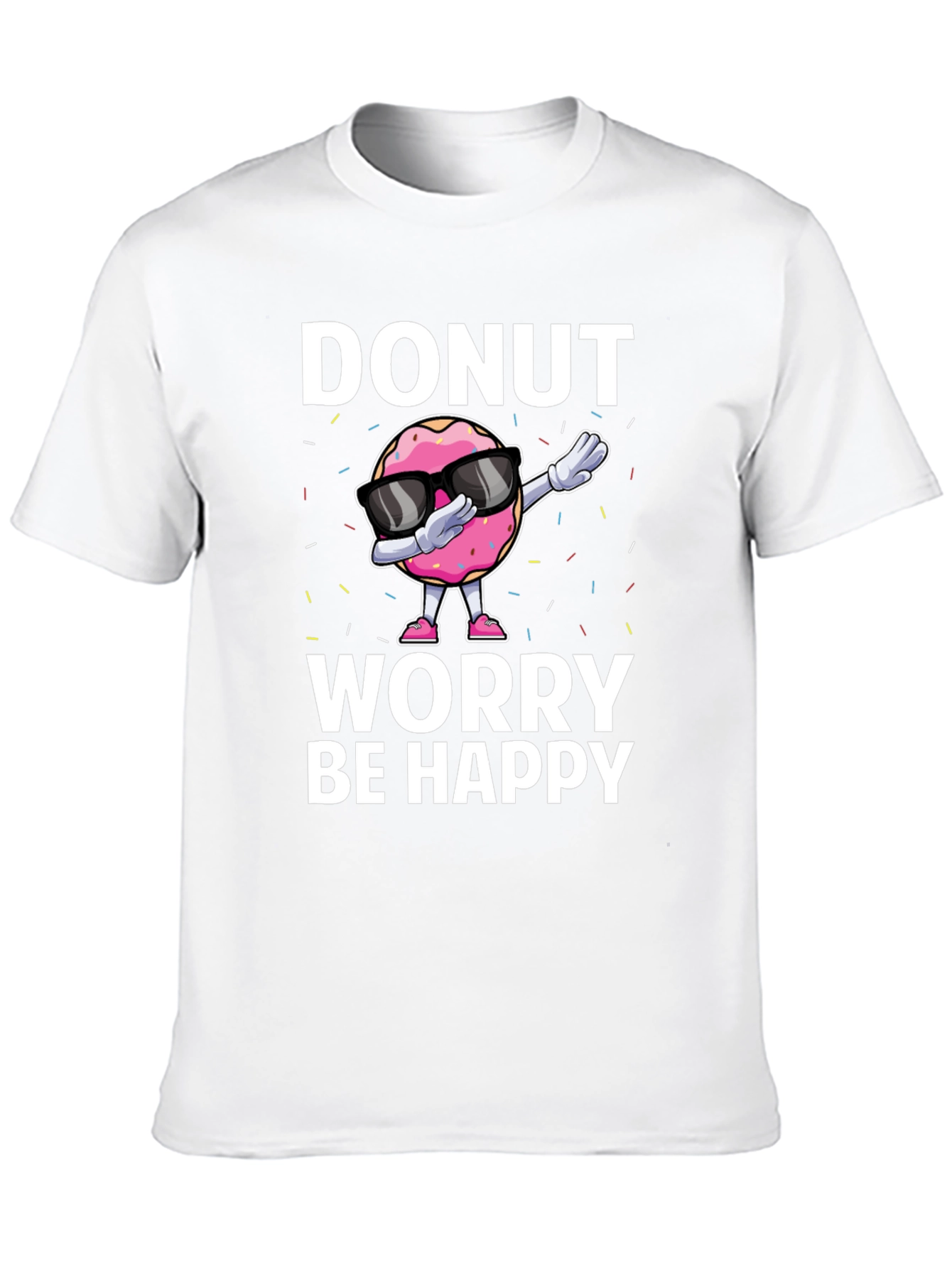 Donut Worry Be Happy Black T-Shirt