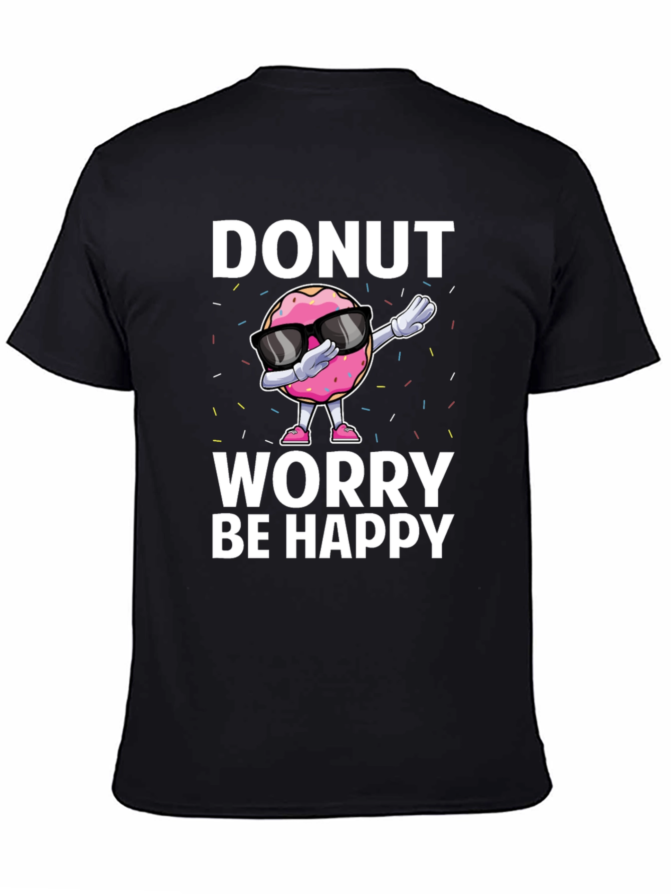 Donut Worry Be Happy Black T-Shirt