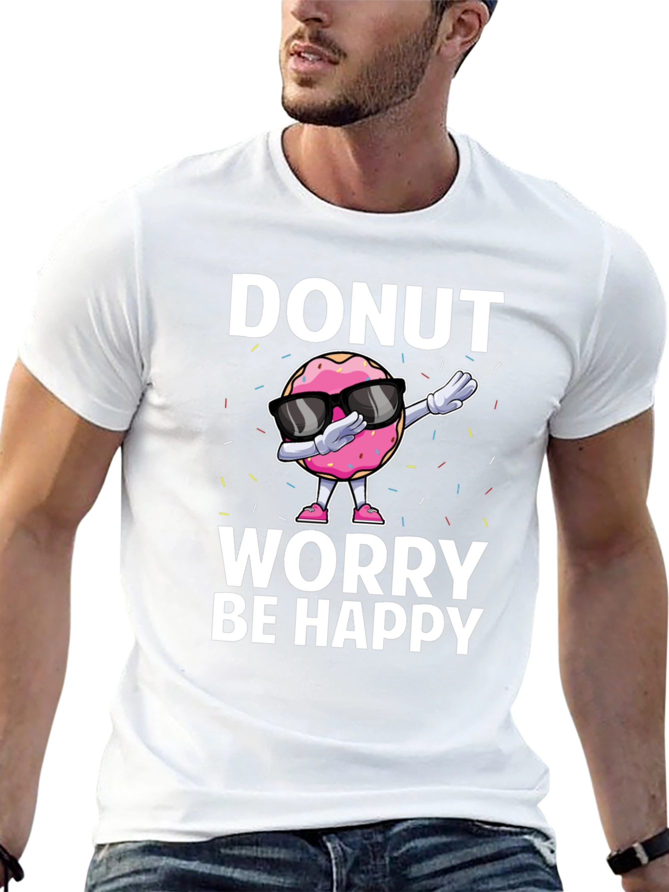 Donut Worry Be Happy Black T-Shirt