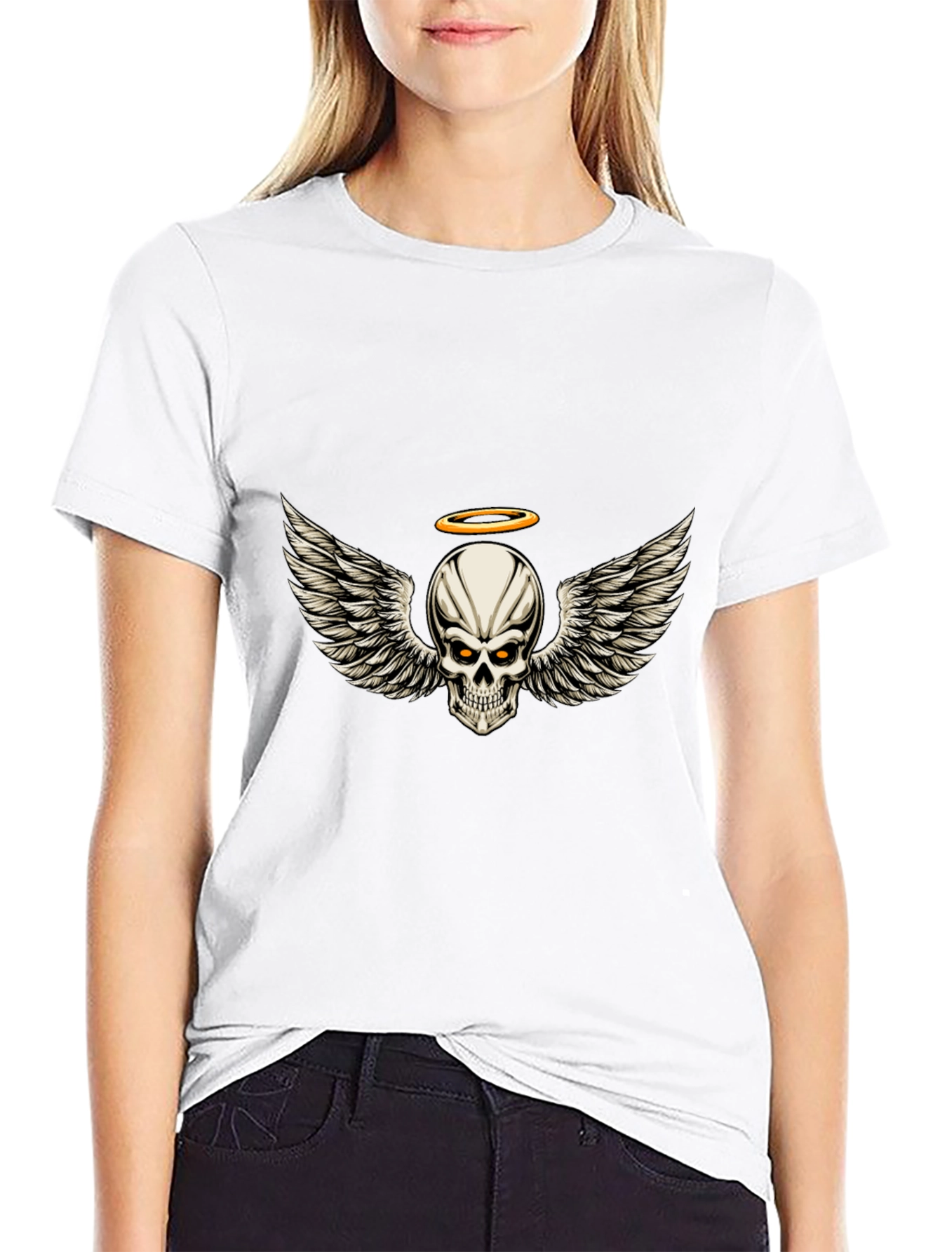 Skull Wings Graphic Tee - Black