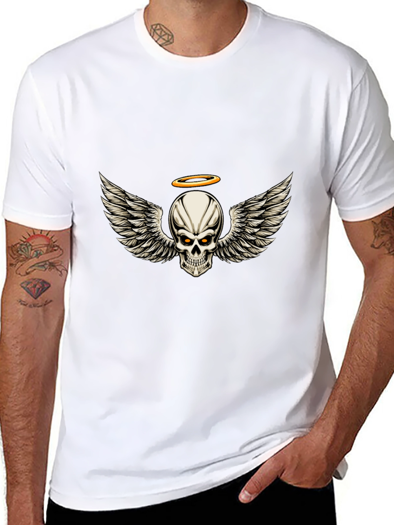 Skull Wings Graphic Tee - Black