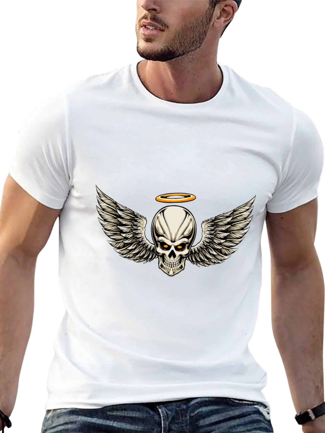 Skull Wings Graphic Tee - Black