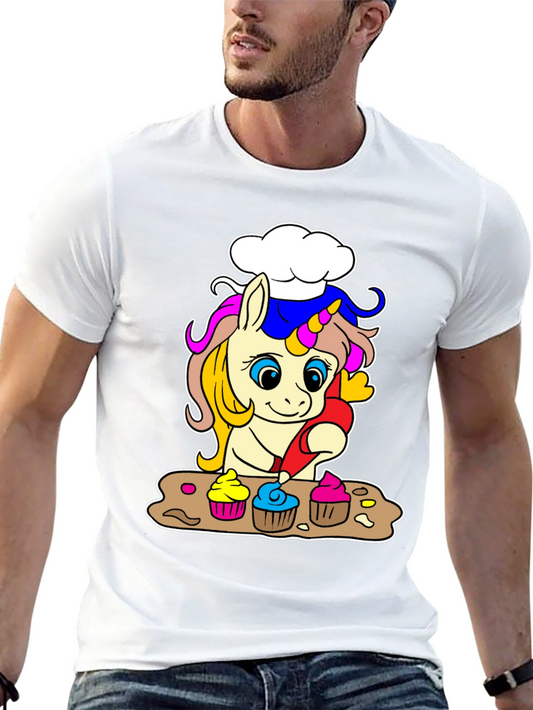 Unicorn Chef T-Shirt - Baking Cupcake Design